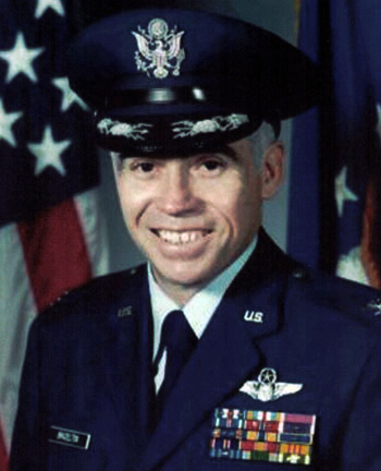 Man in a decorated U.S. Air Force suit and hat.