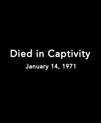  Black rectangle with text inside that says 'Died in Captivity, January 14, 1971.'